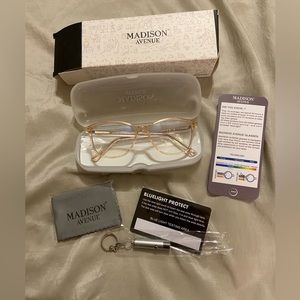 Madison Ave Bluelight Blocking Glasses. Complete Set. Never used